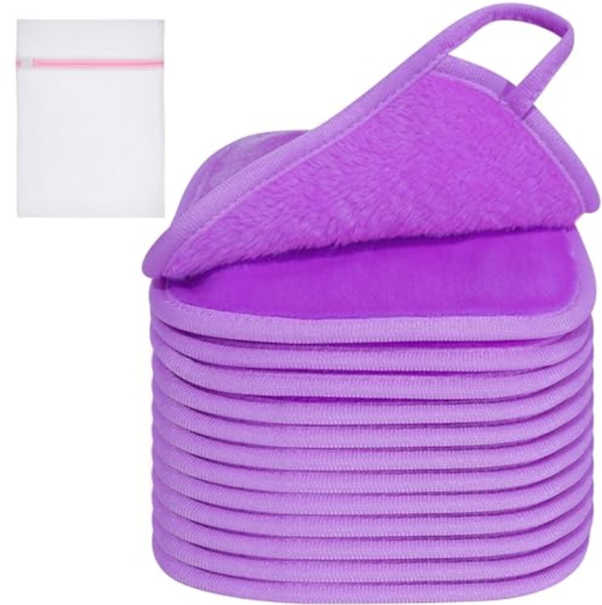 Make-up Remover Doek - Herbruikbare Pads - Make-up Verwijderen - Alleen Water Nodig - 12 Stuks - Violet