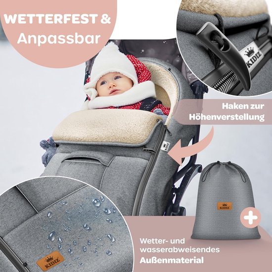 Winterbabyvoetenzak voor kinderwagens en autostoelen - wasbare en afsluitbare knuffelzak — afbeelding 4
