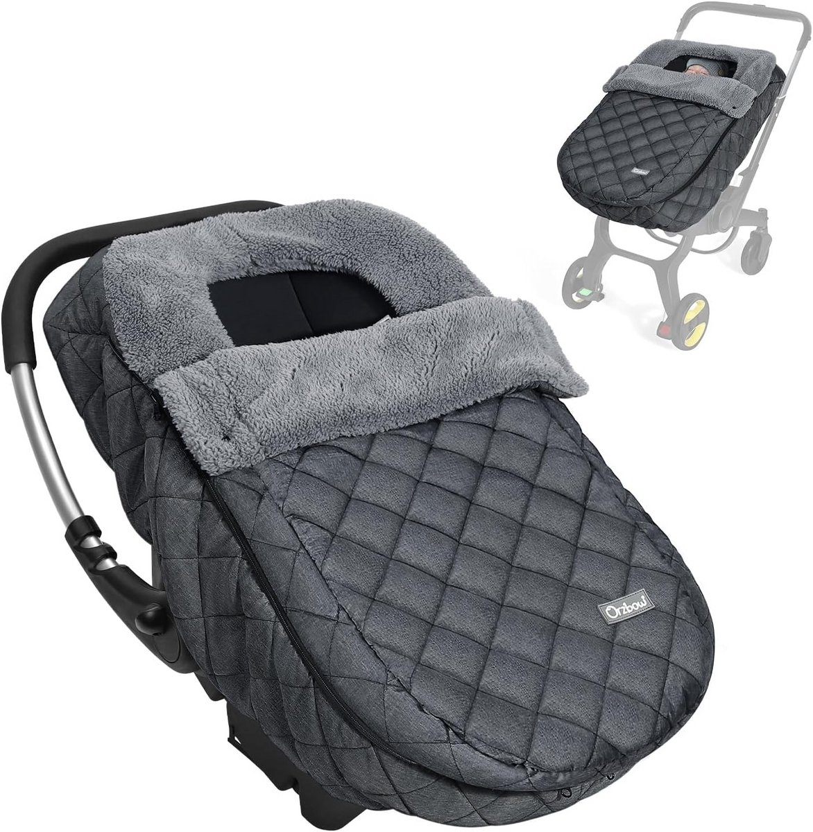 Baby voetenzak - Universele omslag - Warmte buiten - Verstelbare drukknopen - 28 x 21 x 9 cm - Donkergrijs