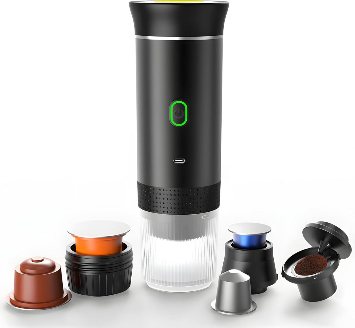 Espresso Machine - Koffiezetter Reis - Onderweg Koffie - Dubbele Compartimenten - 60 Milliliter - Zwart