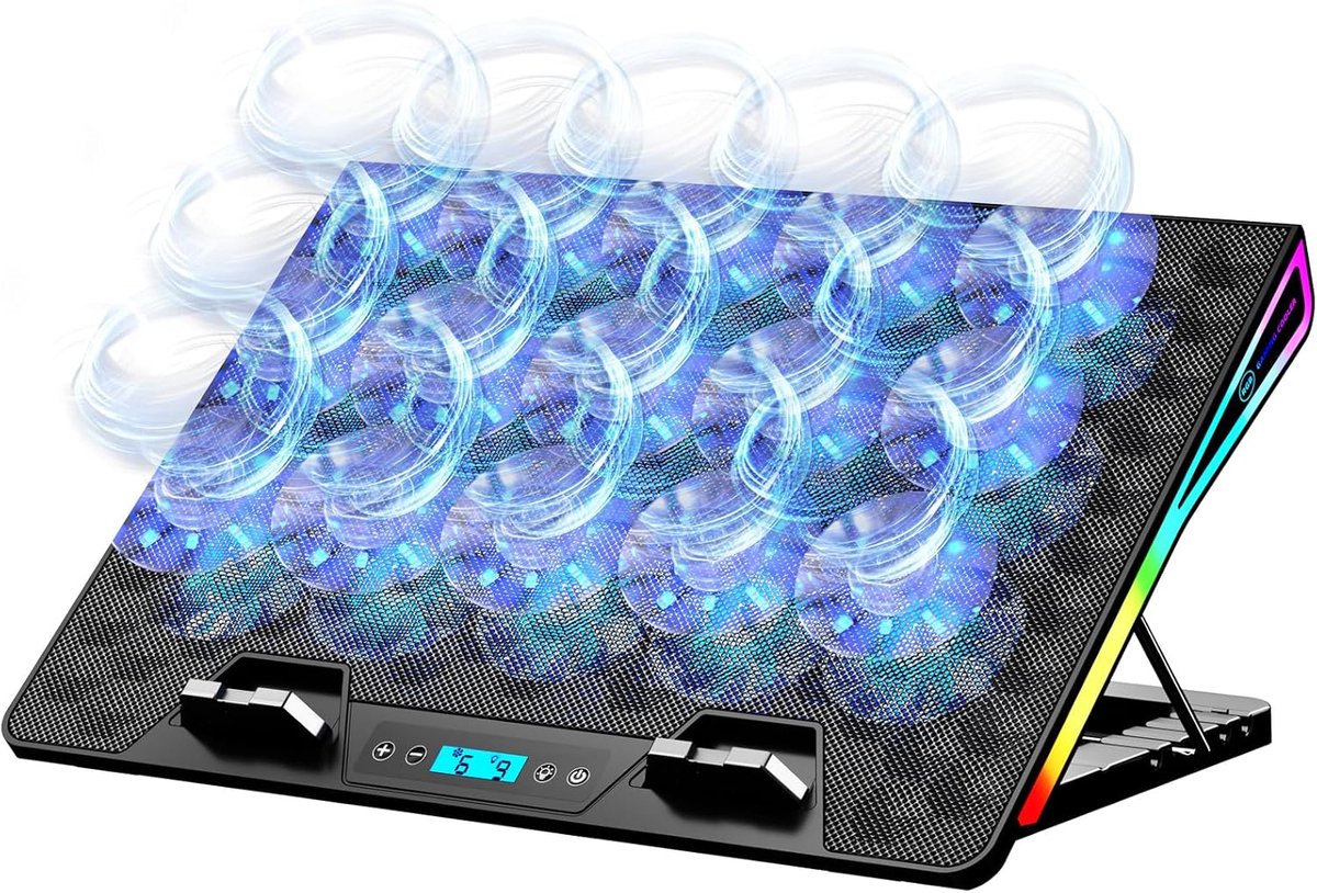Laptop Koelmat - Ventilator Cooler - Gaming Prestaties - 15 Krachtige Ventilatoren - 15-17.3 inch - Zwart
