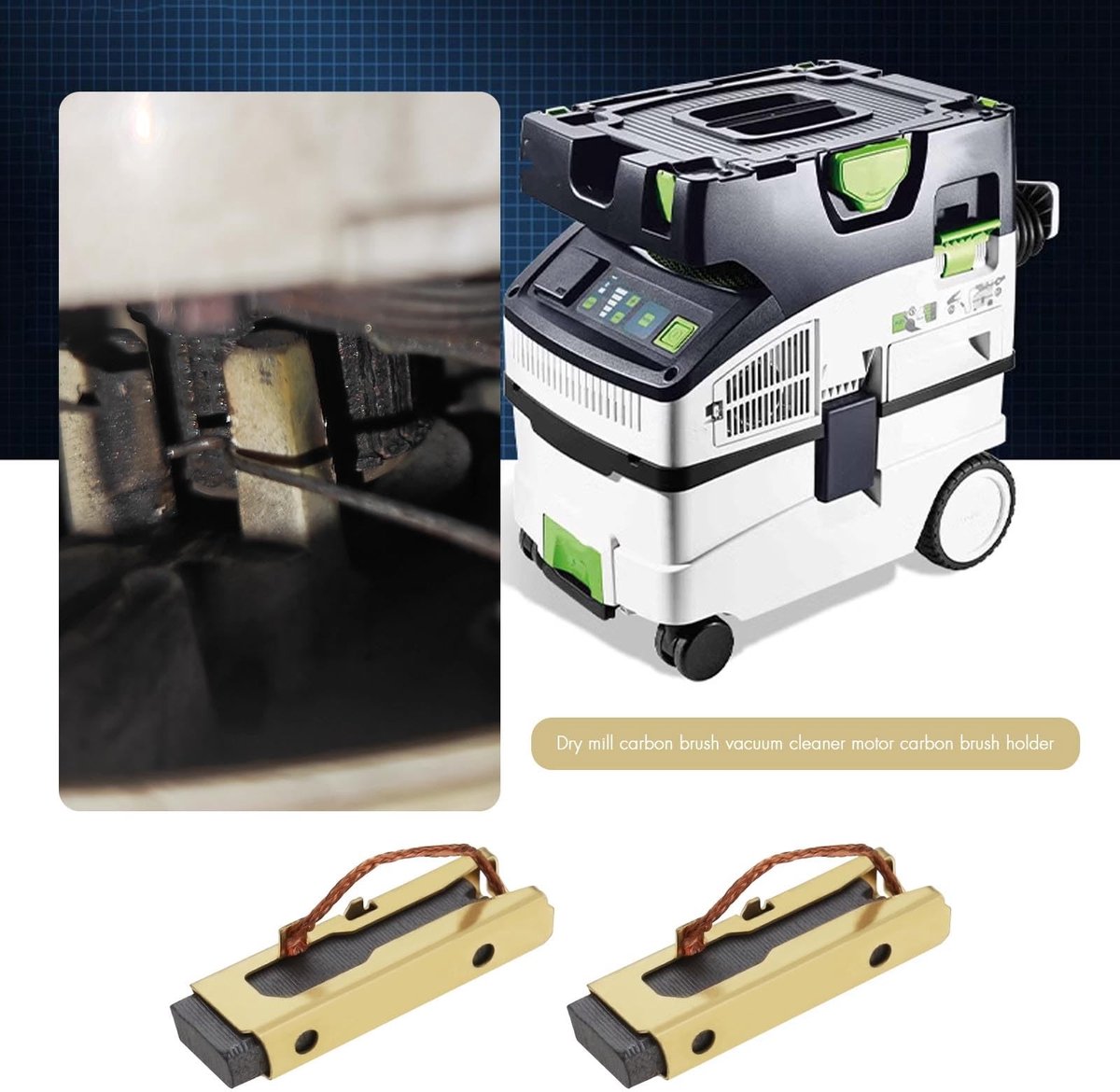 Dailygoods- Koolborstelhouder 8.5x12.5x40mm - 2 Paar - Compatibel met Festool - Hoge sterkte - Lage vonkvorming - Carbon/Metaal - Stofzuigerborstel