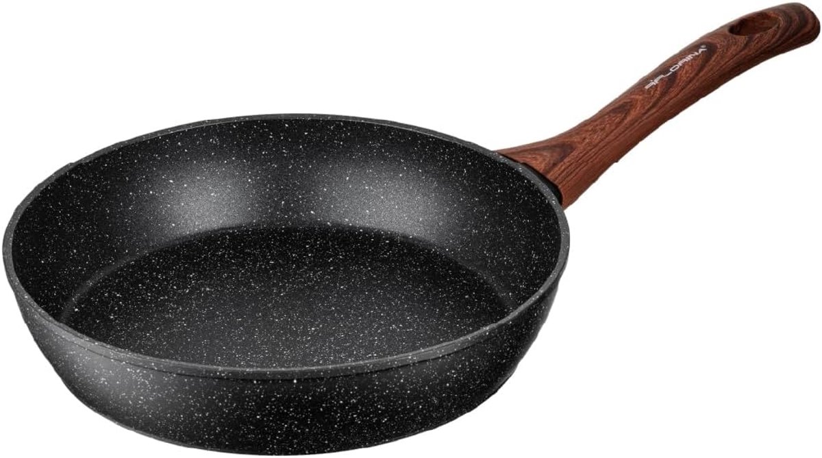Koekenpan Aluminium - Koekenpan Zwart - Dagelijks Koken - Anti-aanbaklaag - 24 cm - Zwart