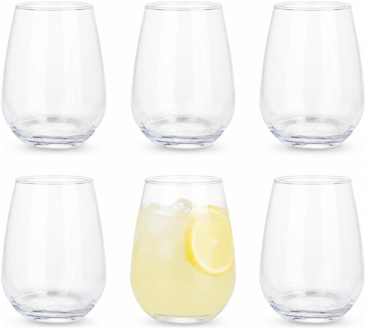 Vivalto Drinkglazen Soda Base - 6x stuks - 480 ml - transparant - glas - waterglazen