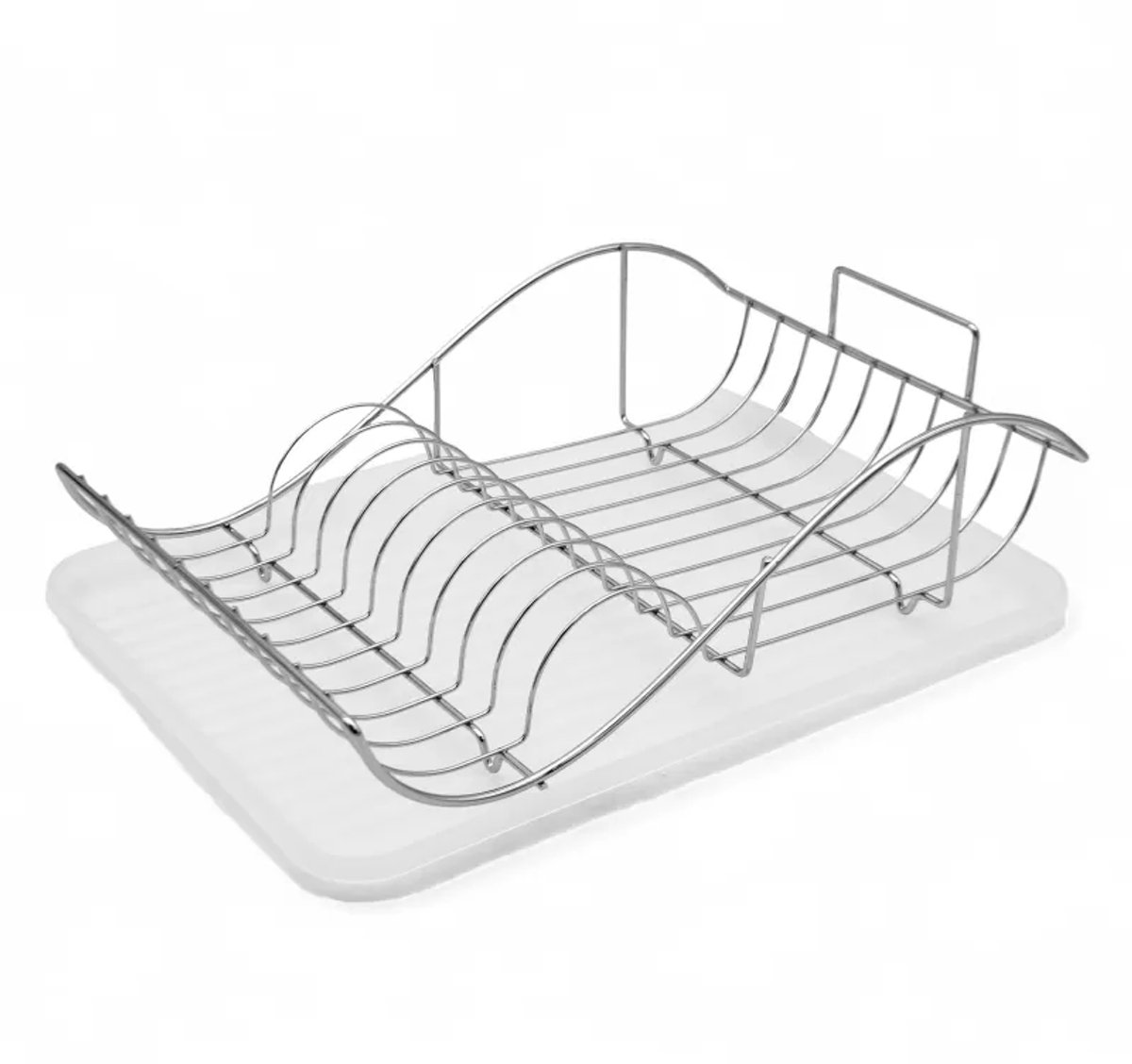 Afdruiprek RVS met Lekbak – Afwasrek voor Borden, Glazen, Mokken en Servies – Zilver – 43 x 32 x 13 cm – MH-311069C