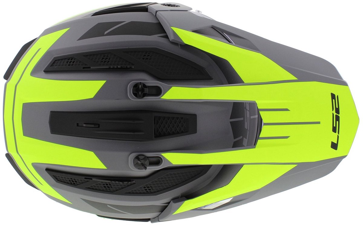 LS2 MX702 Pioneer II Namib Mat Grijs Fluo Geel Adventure Helm - Maat XL - Helm – foto 8