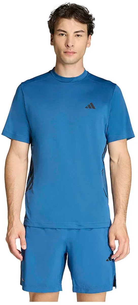 Adidas Tech Essentials Workout 3 Stripes T-shirt Met Korte Mouwen Man Dusky Petrol
