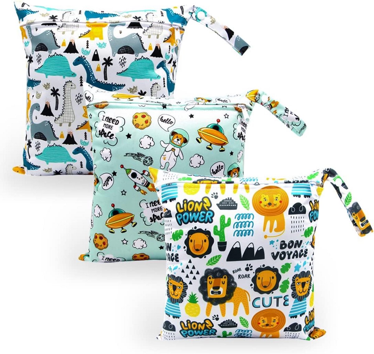 Baby Natte Tas - Luiertas Organizer - Baby Verzorging - Waterdicht & Duurzaam - 3 Stuks 28x30cm - Groen