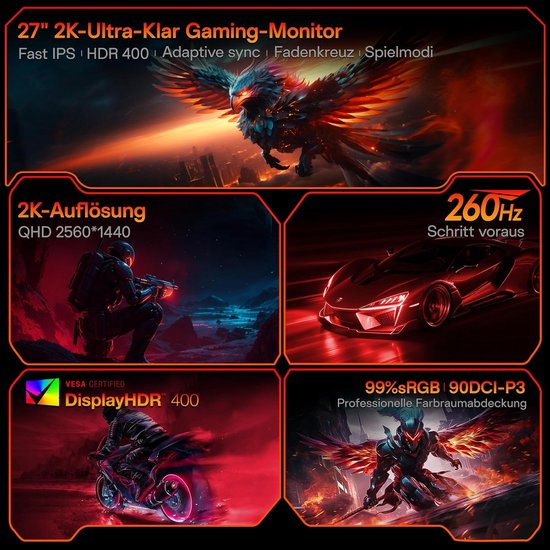 27 inch QHD 260Hz IPS Gaming Monitor met 1ms Reactietijd van Merkloos — afbeelding 5