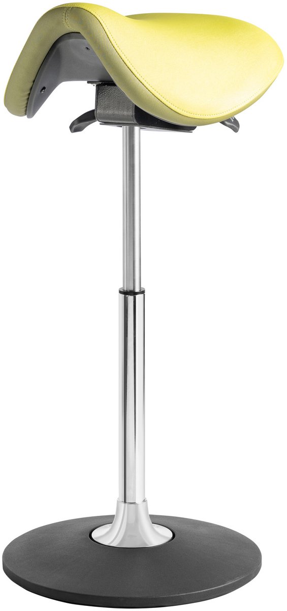 Solid - Ergonomische Zadelkruk - Geel - Gepolijst Aluminium Voetplaat