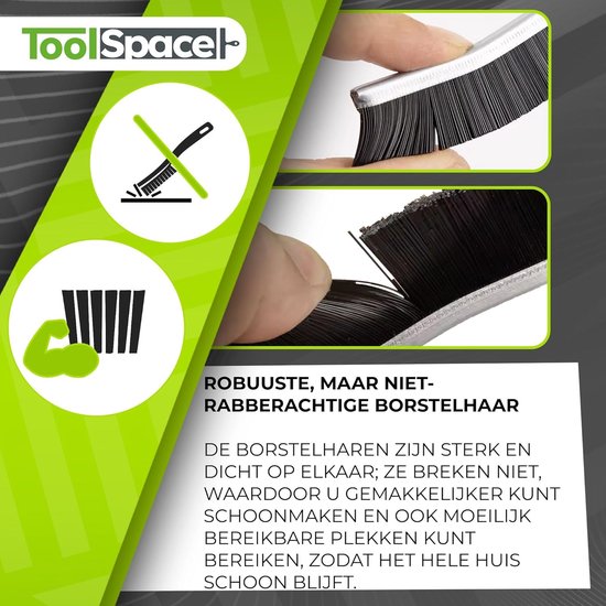 Voegenborstel Set - Nadenborstel Handvat - Dieptereiniging Naden - Harde PET-Haren - 3 Stuks - Zwart — afbeelding 2