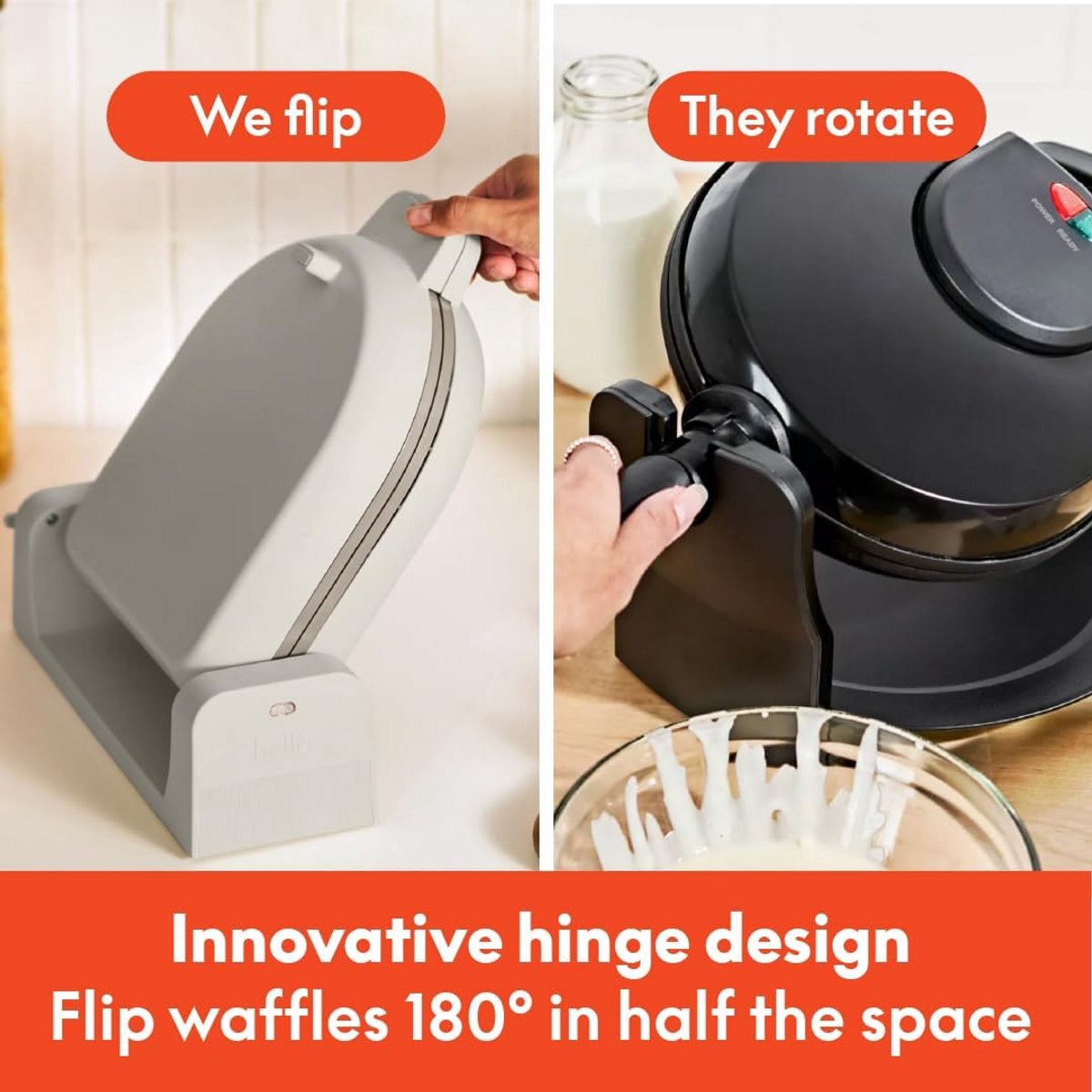 Wafelijzer - Belgische wafels - Thuis ontbijten - Compact opvouwbaar ontwerp - 17.8 cm - Oatmeal — cadeau in Kookcadeaus - foto 7