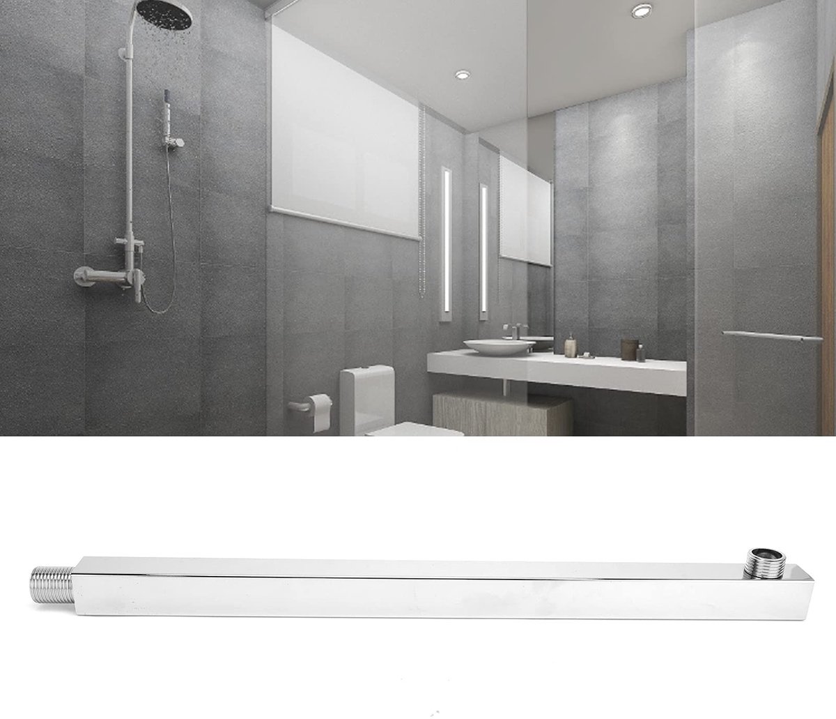 Dailygoods- Douchekopverlengingsarm 40 cm - Roestvrijstalen Douchearmverlenger - Wandgemonteerde Regendouchestang - Verstelbare Douchekop - Perfecte Waterdruk - Ideaal voor Badkamer - Douchearm