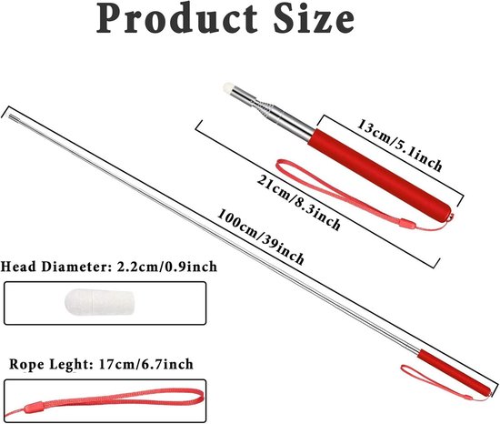 Aanwijsstok Set - Presentatie Pointer - Lesgeven Presenteren - Telescopisch Uitschuifbaar - 100 cm Lengte - Meerdere Kleuren — afbeelding 4