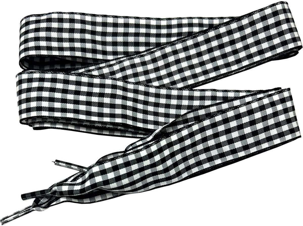 Dailygoods- Schoenveters 120 cm - Platte Veters - Ruitpatroon - Universeel Inzetbaar - Voor Sneakers/Sportschoenen - 2,5 cm Breed - Schoenbanden
