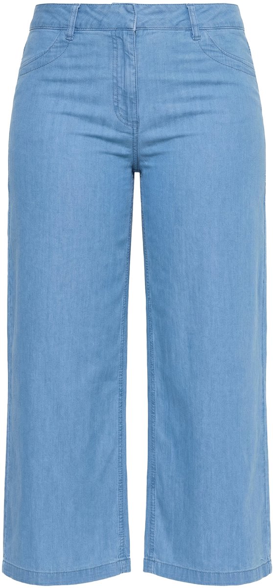 Ulla Popken - Dames - Jeans culotte Mary wijde pijp comfortabele tailleband - Licht blauw denim - Maat 48