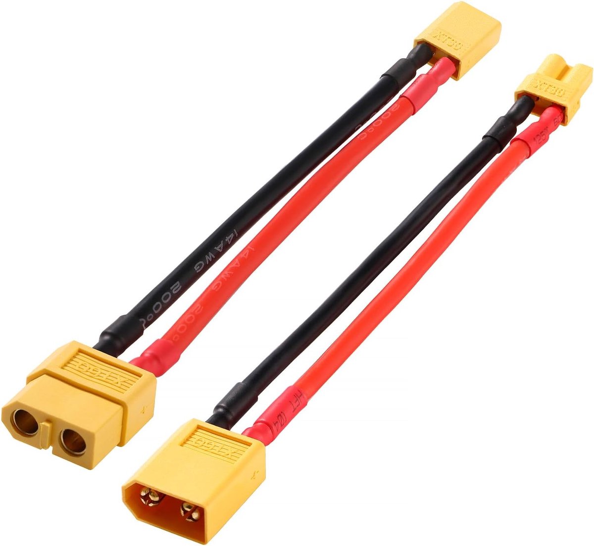 Adapter Kabels - XT30 XT60 - Energie Overzetten - Vergulde Koper Connectoren - 10cm 14AWG - Multicolor