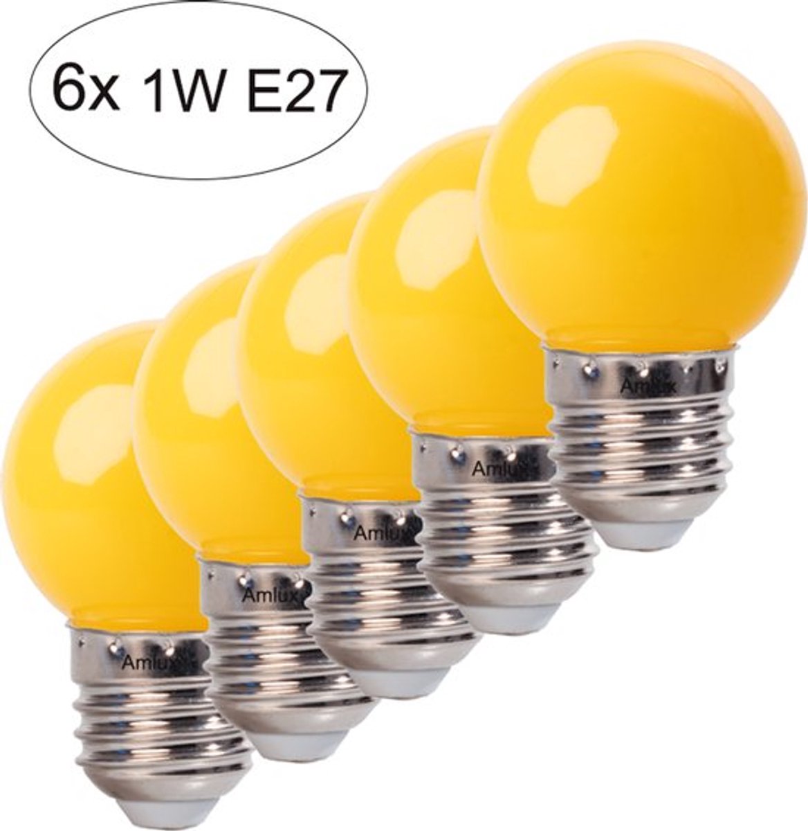 Set 6 stuks gele led lampen - 1W - E27