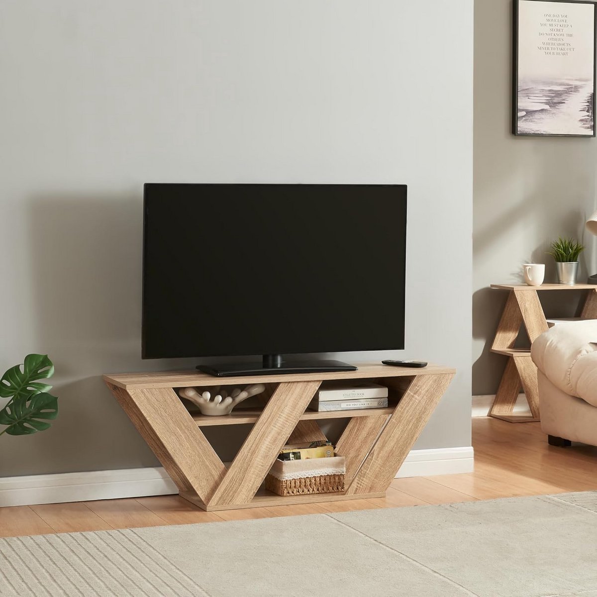 TV meubel - TV tafel - Entertainment ruimte - Moderne opbergruimte - 110x30x40 cm - Eikenkleurig