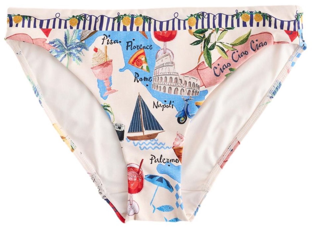 Next Dames - Hoog uitgesneden bikinislip met print - Crème