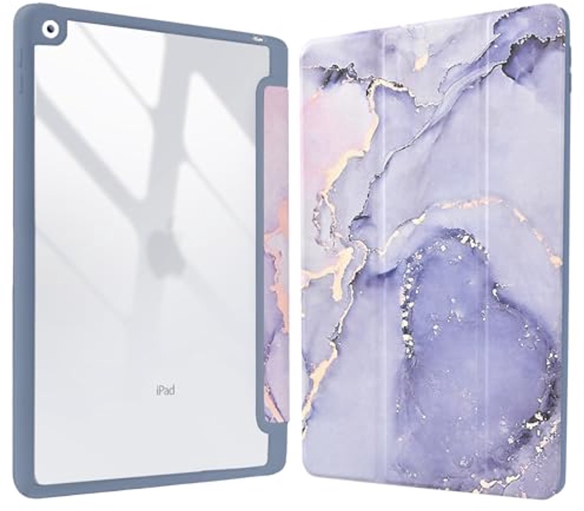 Tablet Hoes - Beschermhoes - Apparaat Beschermen - Met Potloodhouder - 102 inch - Paars Marmer
