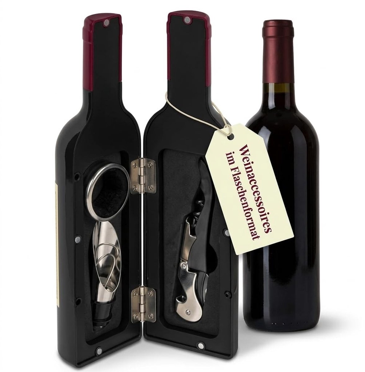 Dailygoods- Wijnflesbarset - flesvormige set met kelnermes