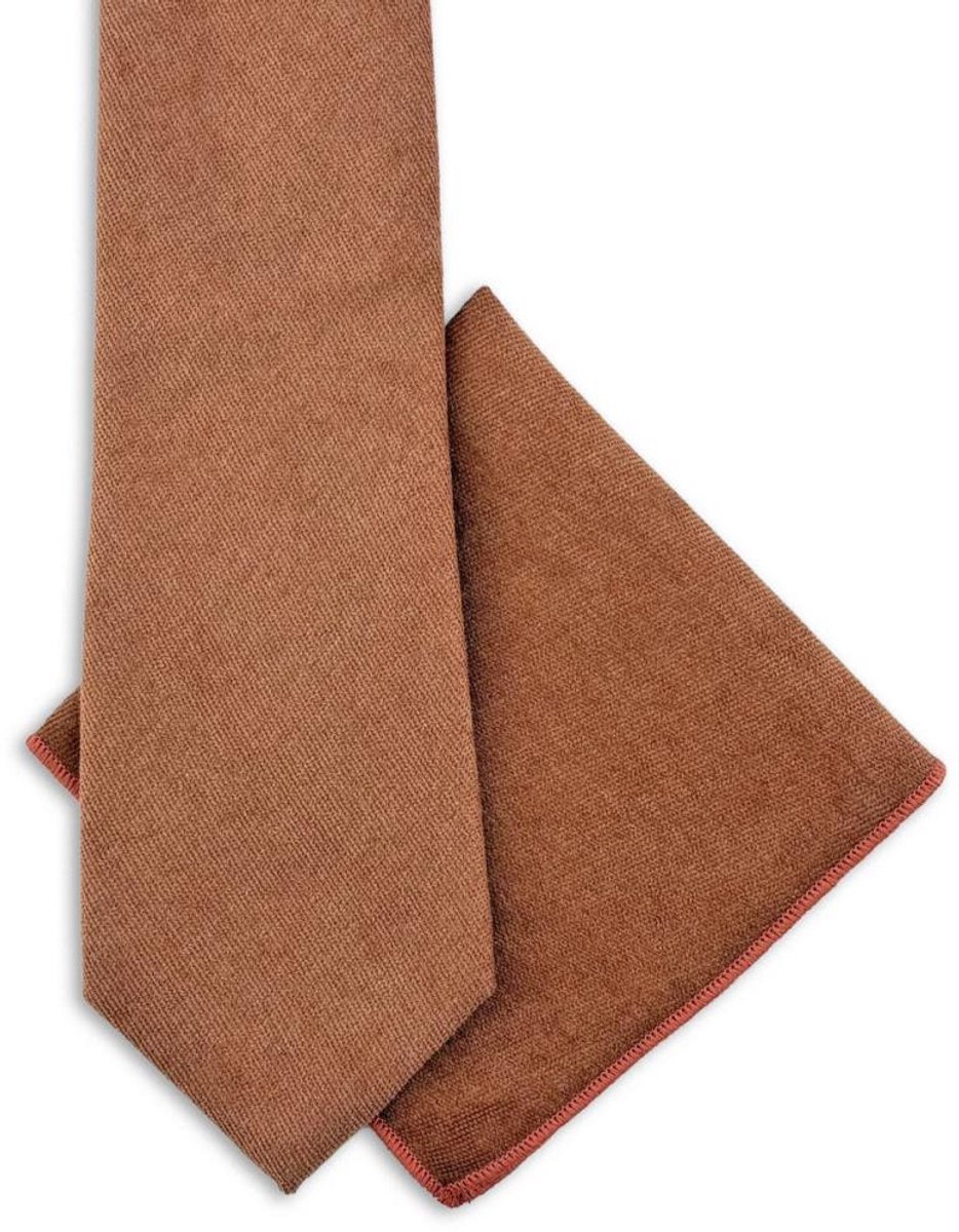 Baxter & Bow Stropdas Set Heren Koper - Gentle touch Stropdas met Pochet - gentle touch katoen - koper