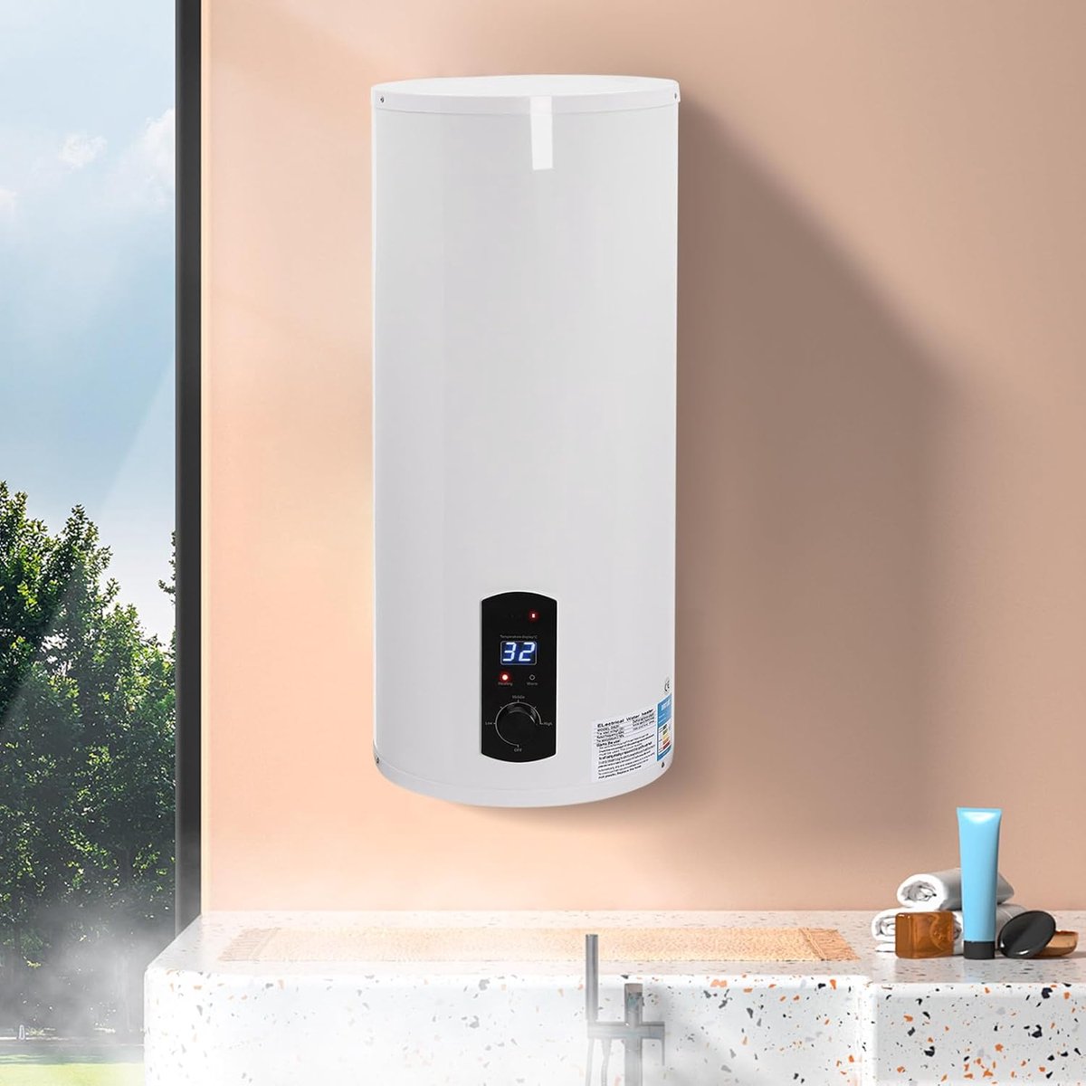 Elektrische Boiler Warmwaterketel Douchen Thuis LED Temperatuurweergave 60 Liter Wit