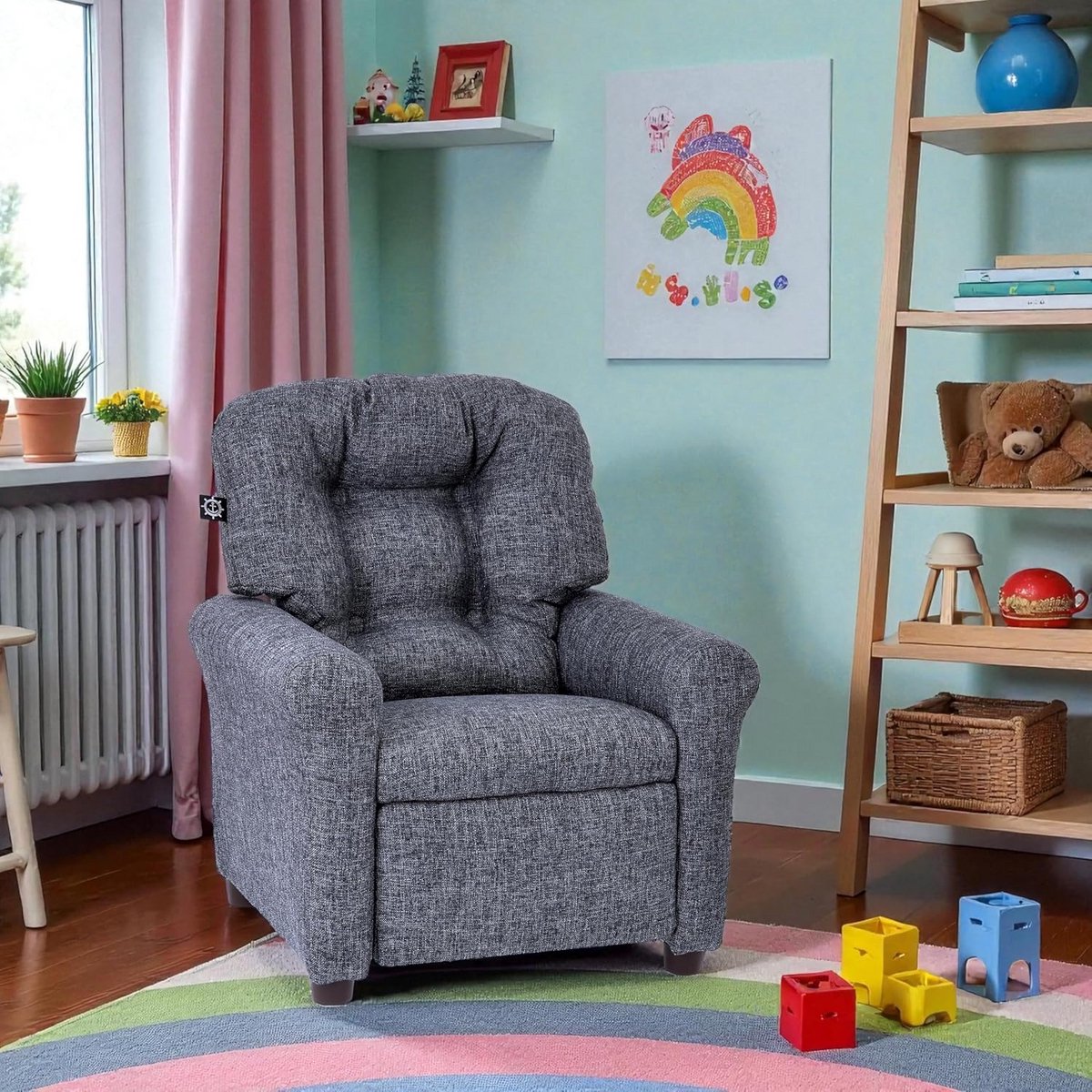 Kinderfauteuil - Peuter stoel - Ontspannen Lezen - Veilig design - Klein formaat - Grijs