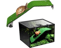 Schildpad Zonnebank - Rustplatform Reptiel - Verblijf Inrichten - Met Kunstgras - 7x7cm - Groen