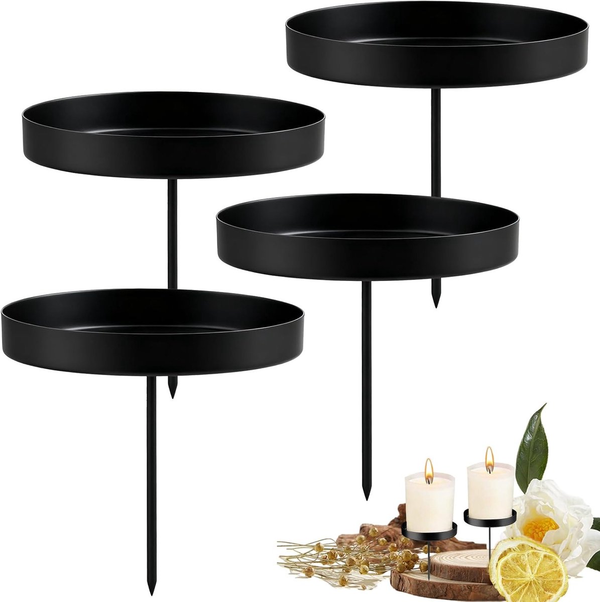 Vintage Kaarsenhouder van Metaal, 4 Kaarsenhouders voor Stokkenkaarsen, Decoratieve Kaarsenstandaard voor Thuis en Kantoor, Perfect voor Communie en Doopceremonies