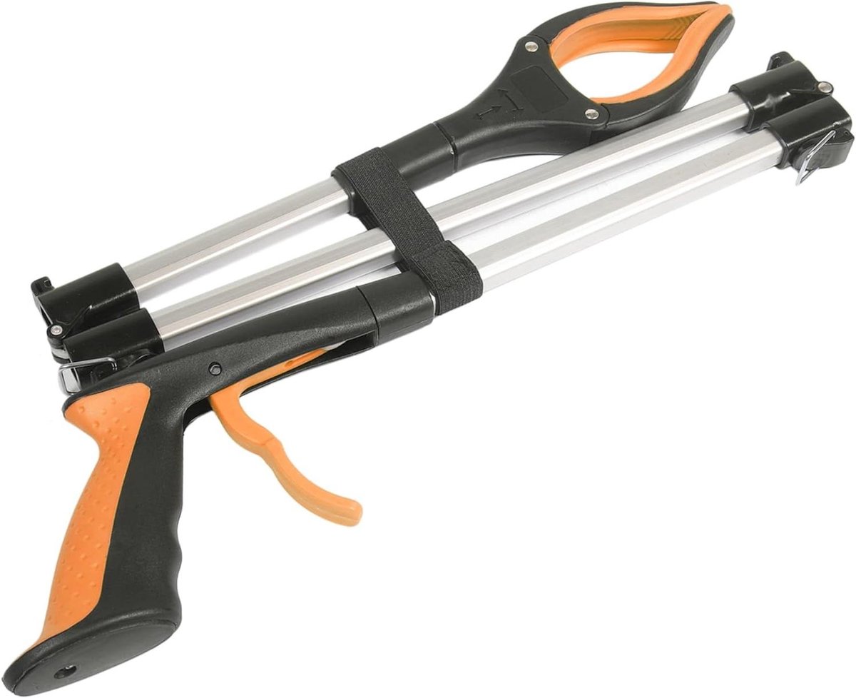 Afvalgrijper Herbruikbaar - Afvalklem Opvouwbaar - Schoonmaken Gemakkelijk Maken - Vergrendelingsscharnier - 110 cm Lengte - Oranje