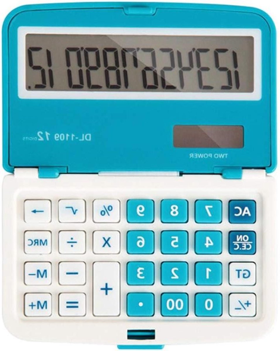 Mini Rekenmachine - Zakrekenmachine - Kantoor Werk - Dubbele Voeding - 12 Cijfers - Zilver