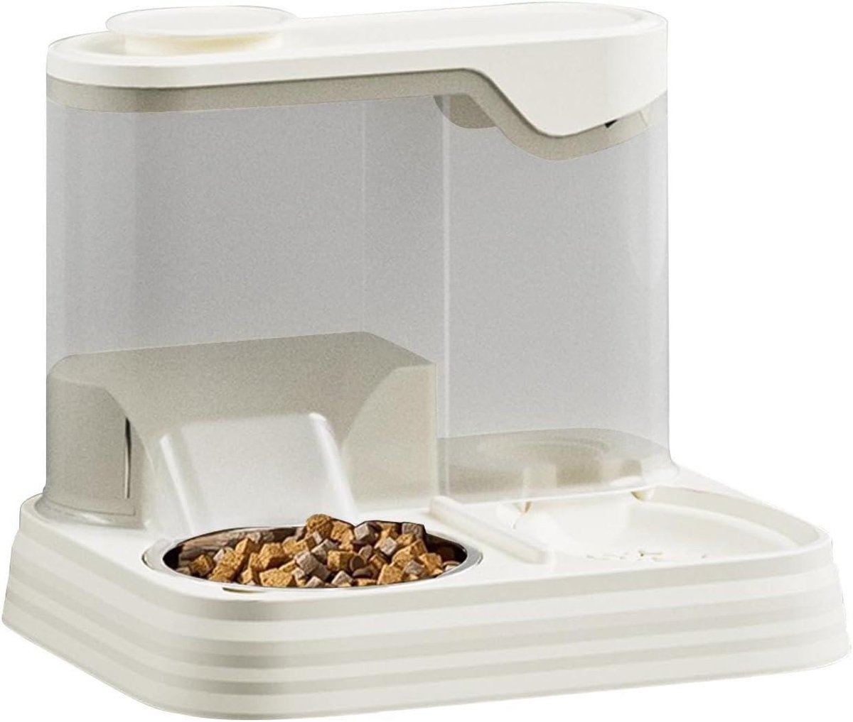 Automatische Voerautomaat - Honden Voerbak - Zelfstandig Voeren - Dubbele Functie - 33 x 27 x 25 cm - Beige