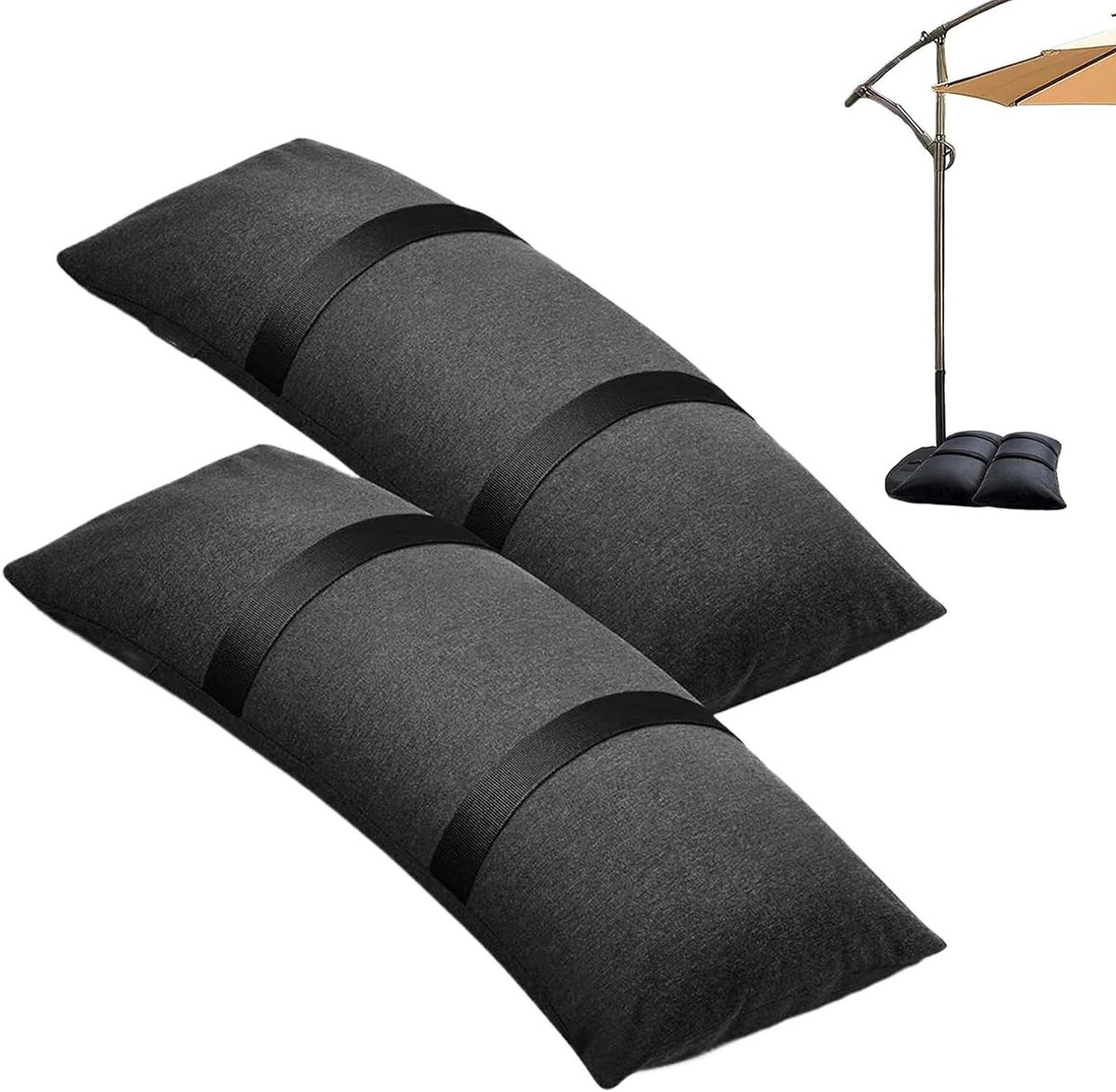 Parasol verzwaarder - Zandzak - Terras Stabiliseren - Winddichte Sluiting - 2 Stuks - Zwart
