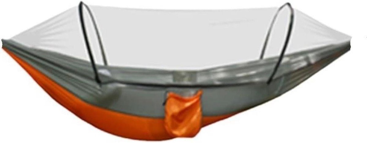 Hangmat met klamboe - Kampeerhangmat - Buiten ontspannen - Automatisch openend - 254cm lang - Oranje