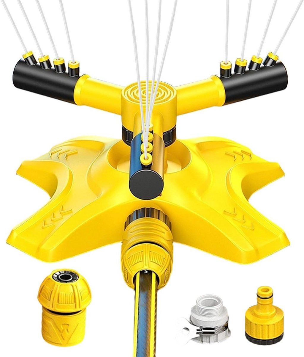 Gazonsprinkler Roterend - Waterverspreider Tuin - Planten Water Geven - 3-armig 360 Graden - 60-80 M2 Bereik - Groen
