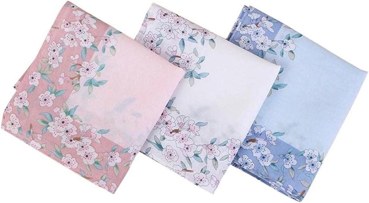 Dames Zakdoeken - Bloemenprint Hankies - Bruiloft Accessoire - Zachte Katoen - 45x45cm - Willekeurig Print