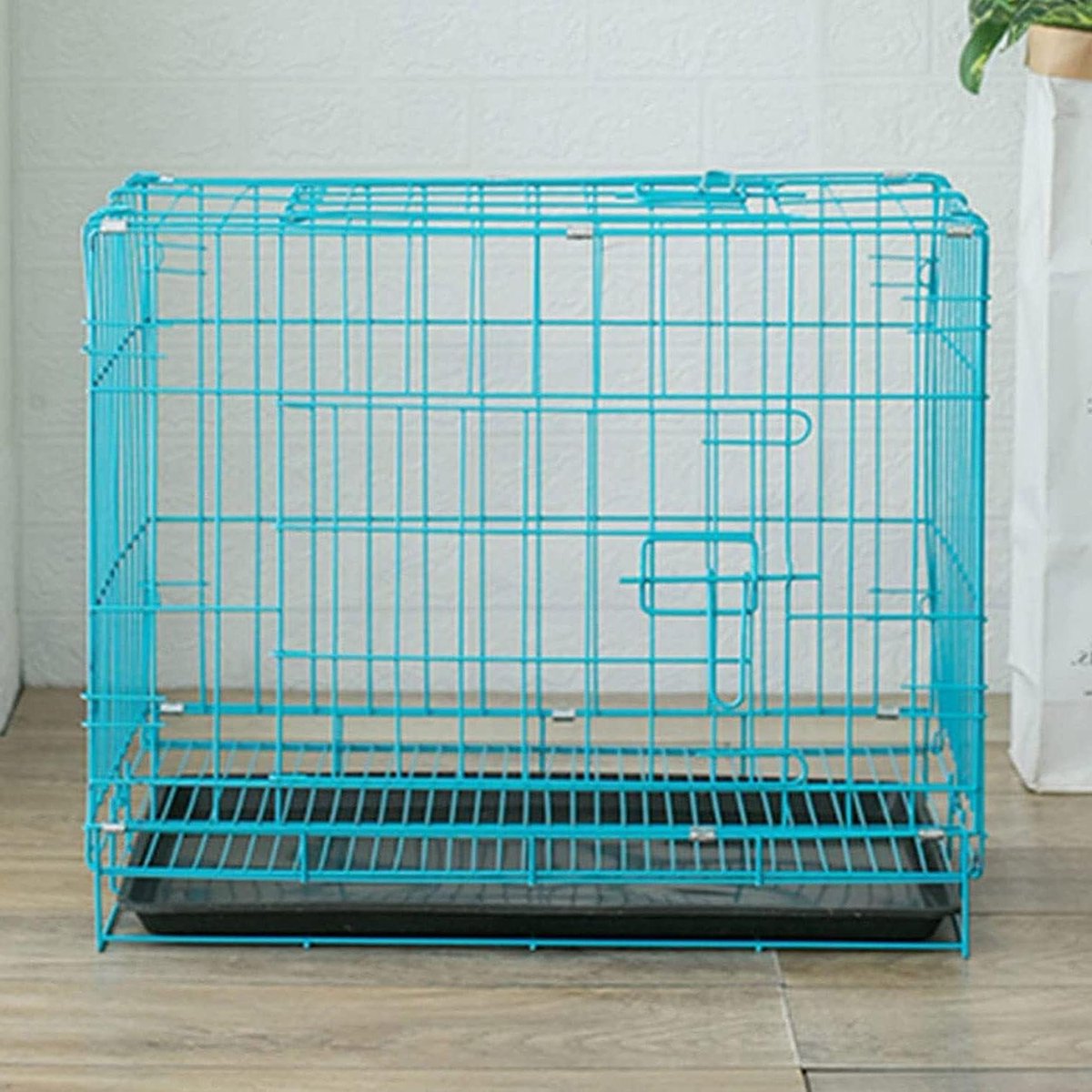 Kleine hondenkrat - Huisdierkooi puppy - Veilig transport - Opvouwbaar ontwerp - 35x26x33cm - Blauw