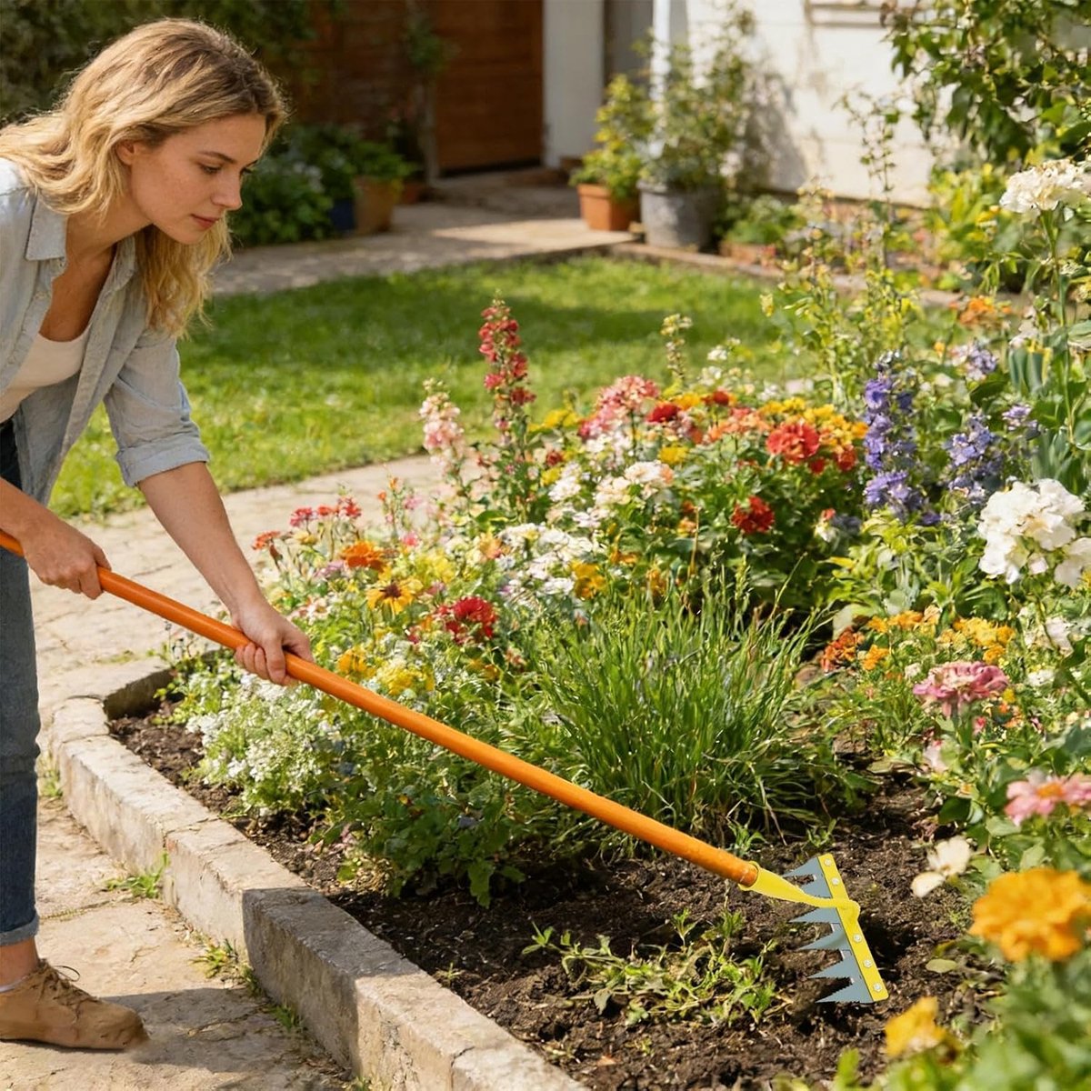 Onkruidhark Gereedschap - Bodem cultivator - Tuinonderhoud - Robuuste Gehard Metaal - 38 cm breed - Meerkleurig