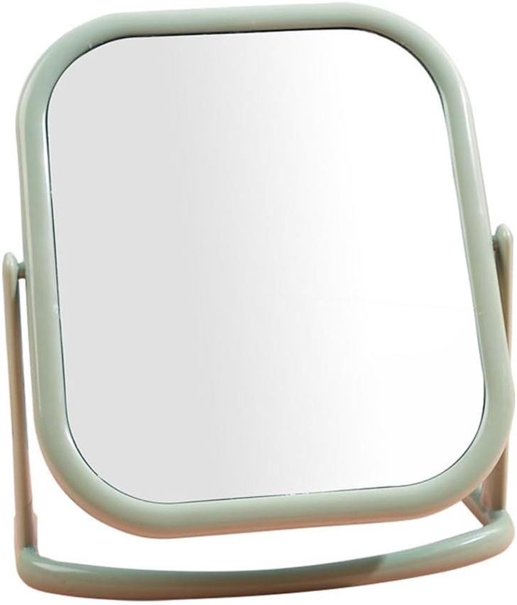 Dubbelzijdig Tafelspiegel - Make-up Spiegel - Gezichtsverzorging - 3x Vergroting - 18.5 x 14.5 cm - Groen