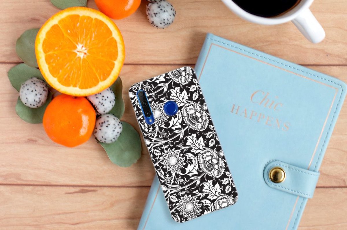 Honor 20 Lite TPU Case Black Flowers