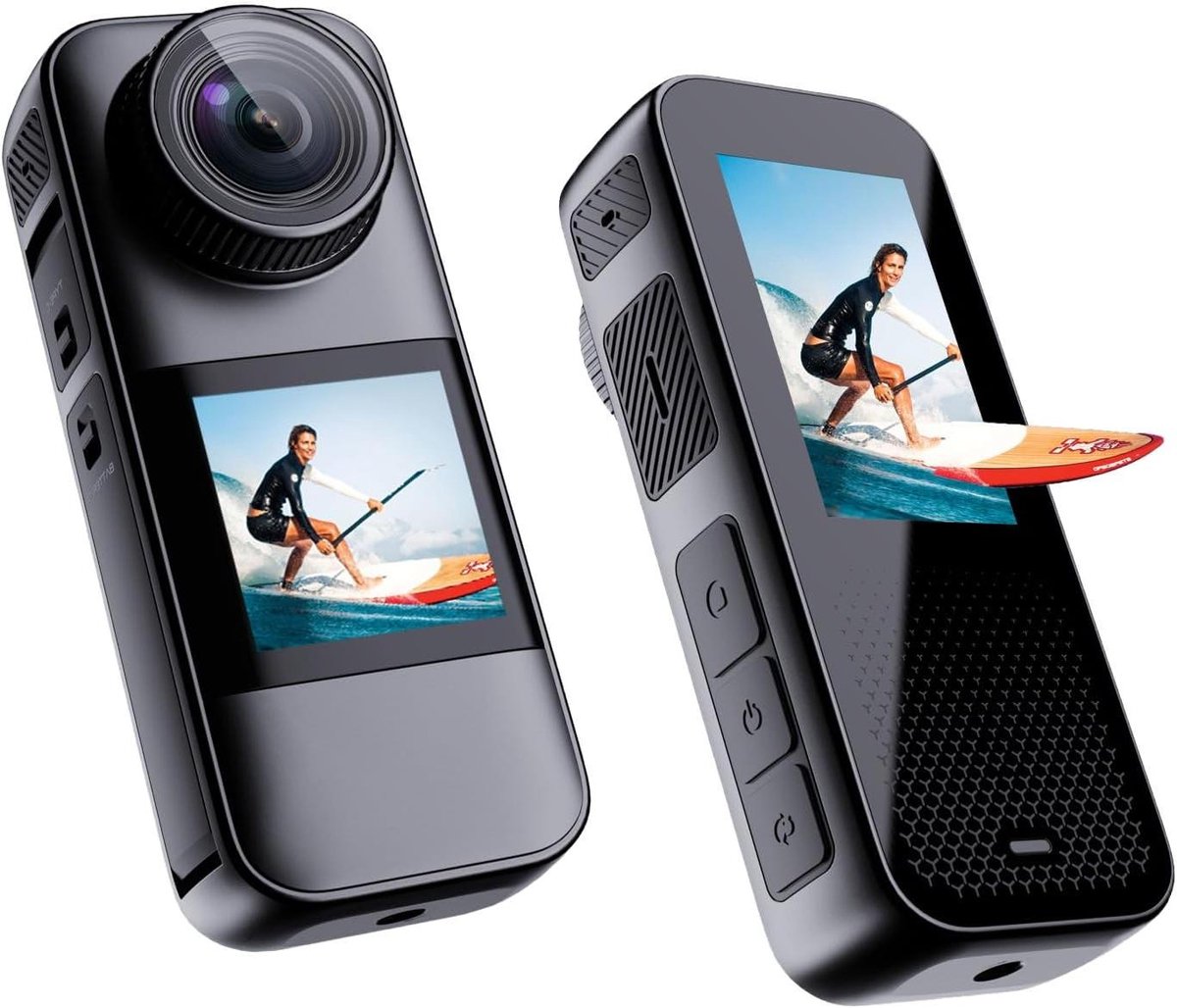 Actiecamera 4K - Outdoor Camera - Avontuur Vastleggen - Dubbele Schermen - 60FPS - Grijs