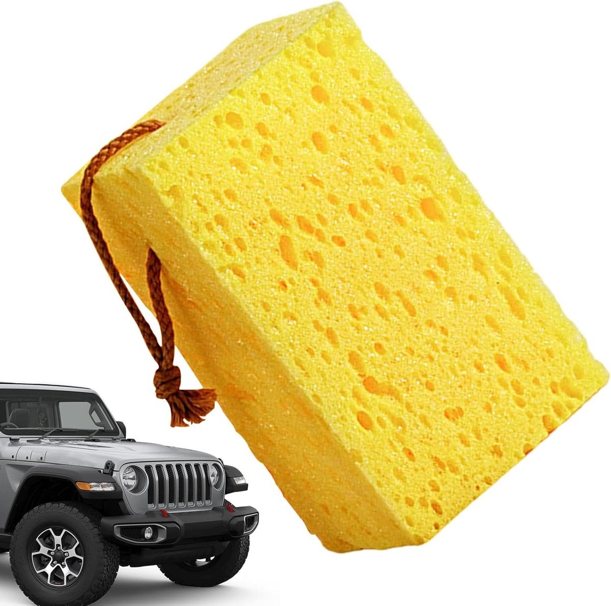 Autowasspons - Grote spons - Auto reinigen - Hoge schuimvorming - 17x10x8 cm - Geel