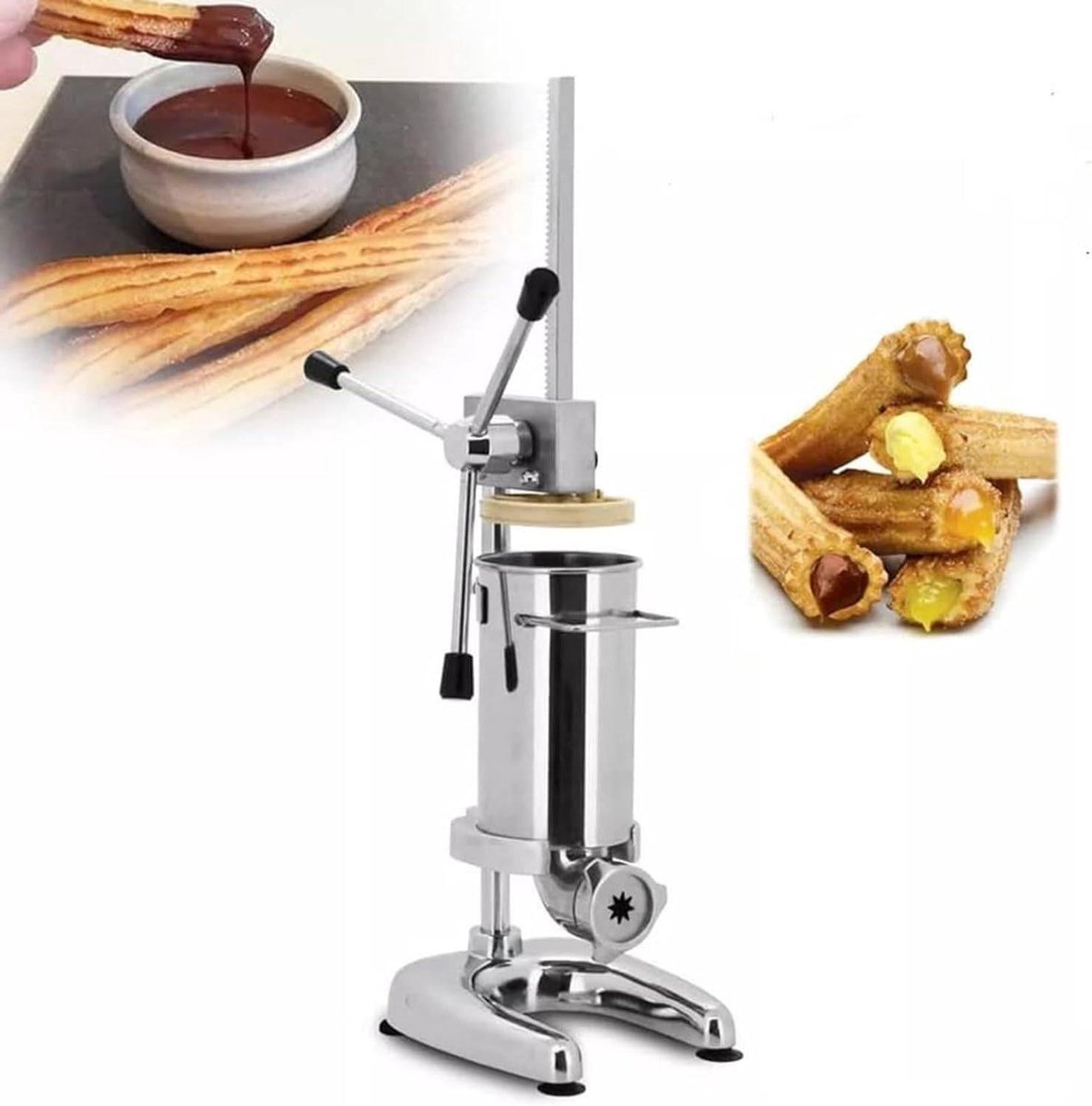 Churros Maker - Spaanse Donut Maker - Zelf Bakken - Roestvrij Staal - 2L Capaciteit - Zilverkleurig