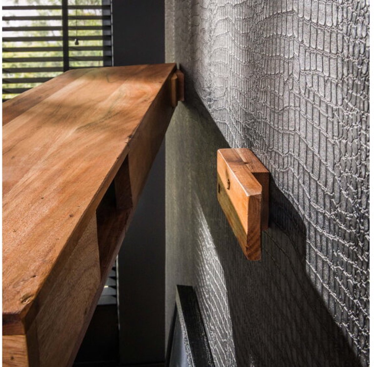 Meubelplaats Wandplank Levita 100 cm acacia - naturel massief acacia naturel