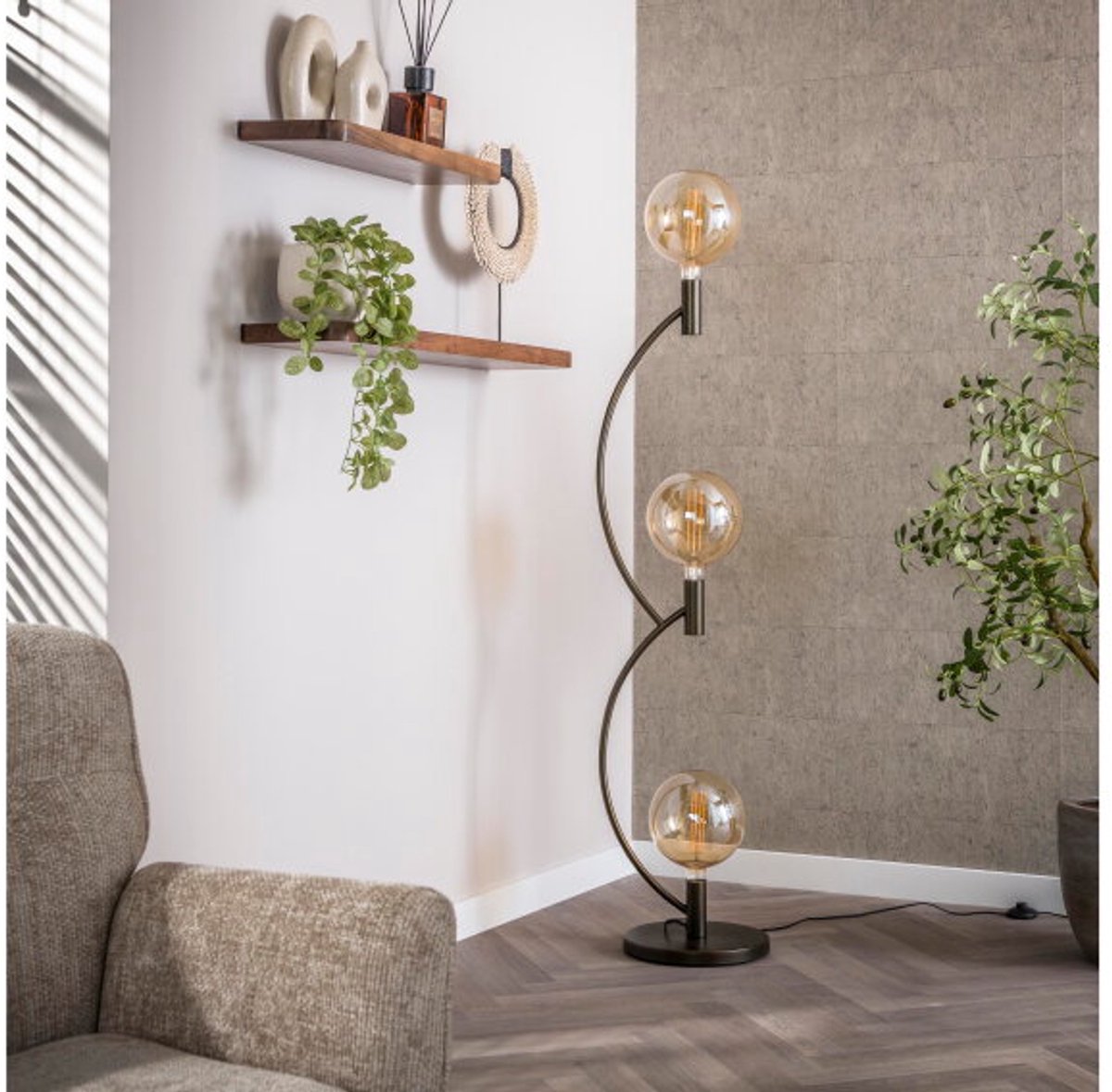 Vloerlamp Arcus 3L - Sienna bruin