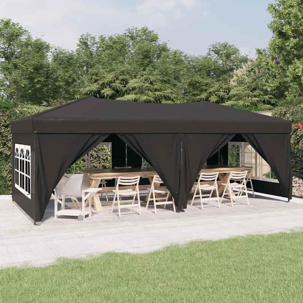 Opvouwbare Partytent - Feesttent Paviljoen - Outdoor Evenementen - Waterafstotend 210D - 3 x 6 meter - Antraciet