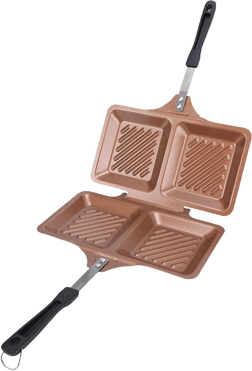 Gegrilde Panini Maker - Tosti Pan - Snelle Maaltijden - Antiaanbaklaag - 41x27x4 cm - Goud