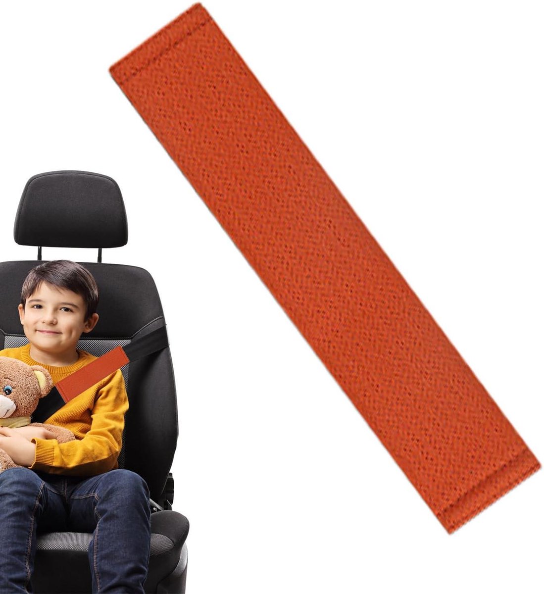 Veiligheidsgordel Kussens - Gordelhoes Schouderband - Comfortabele Ritten - Ventilerend en Zacht - 31 x 6 cm - Oranje